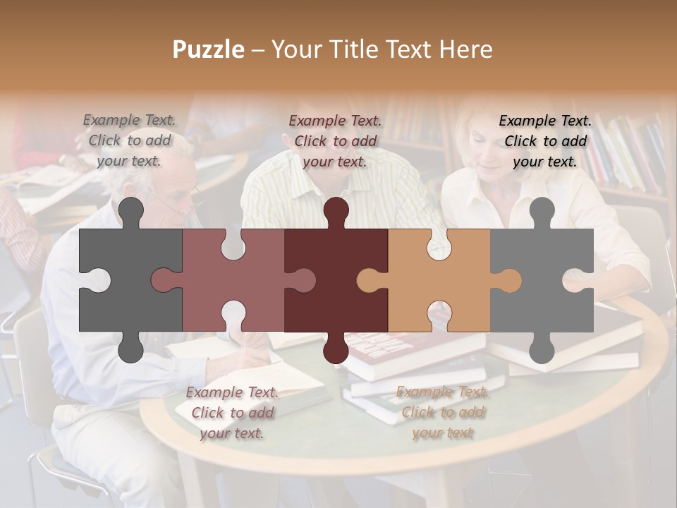 A Group Of People Sitting Around A Table With Books PowerPoint Template