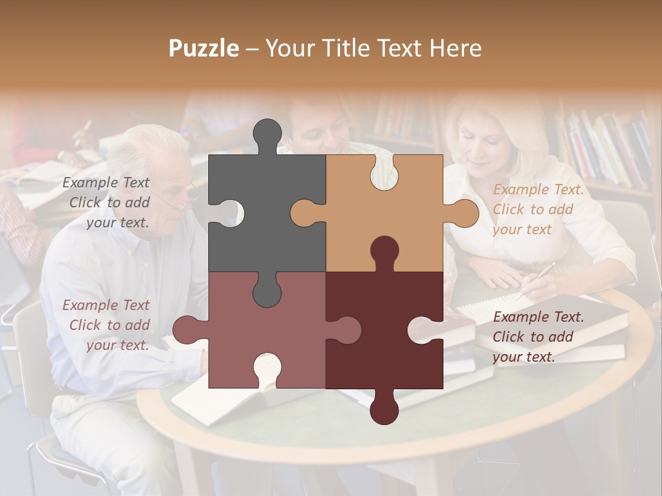 A Group Of People Sitting Around A Table With Books PowerPoint Template