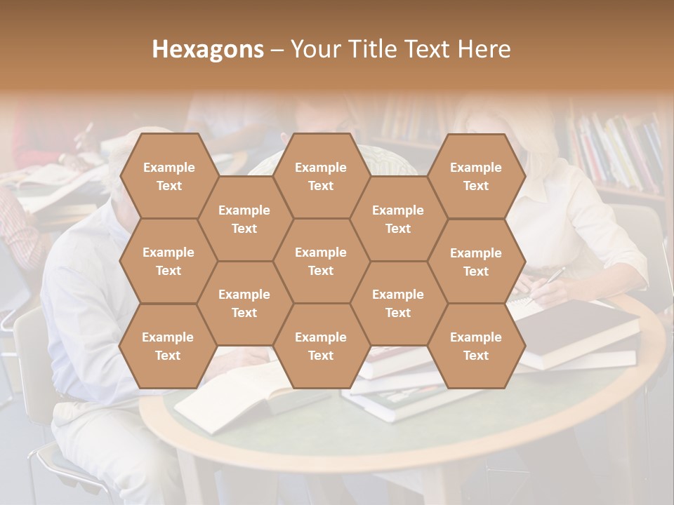 A Group Of People Sitting Around A Table With Books PowerPoint Template