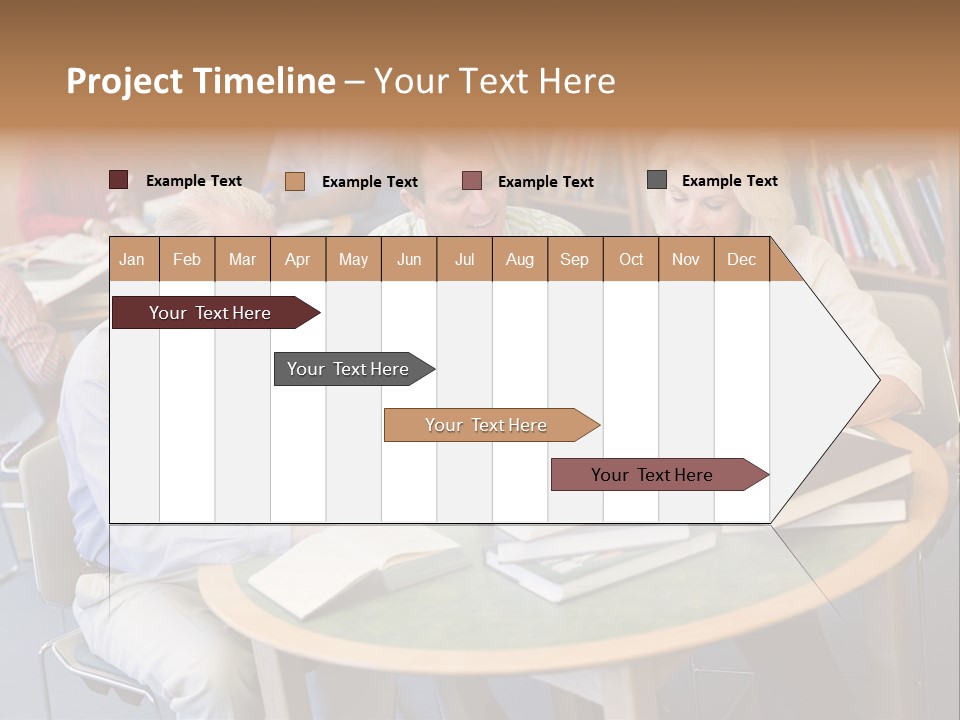 A Group Of People Sitting Around A Table With Books PowerPoint Template