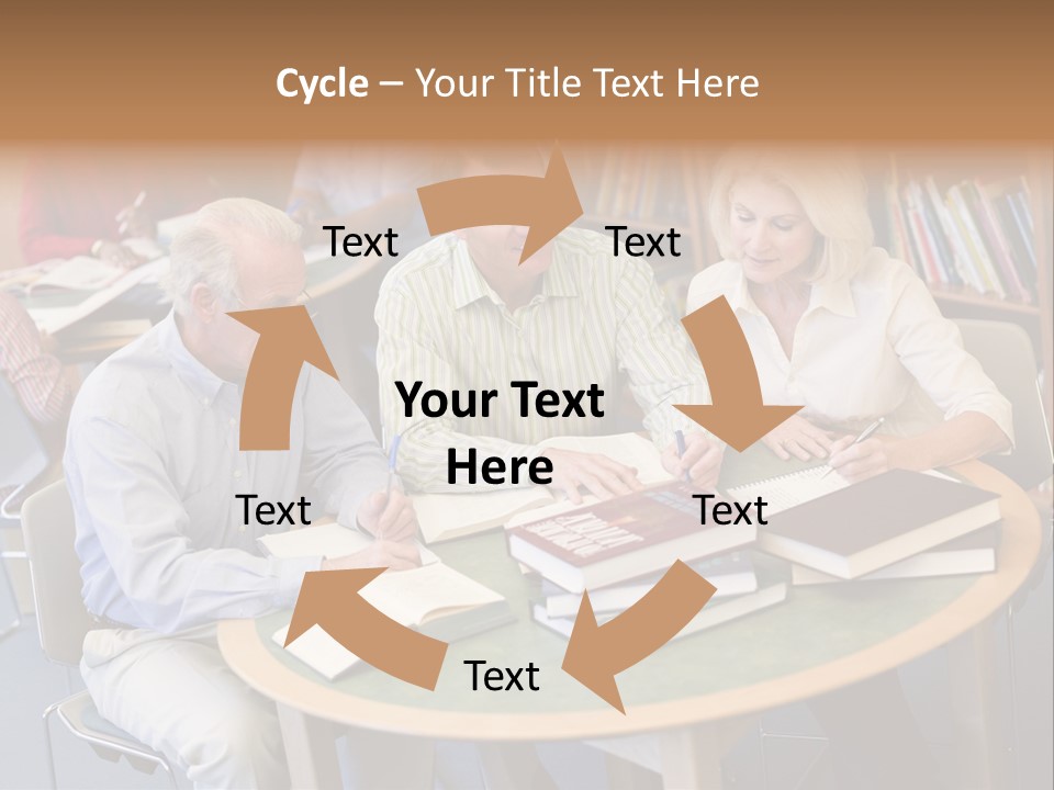 A Group Of People Sitting Around A Table With Books PowerPoint Template