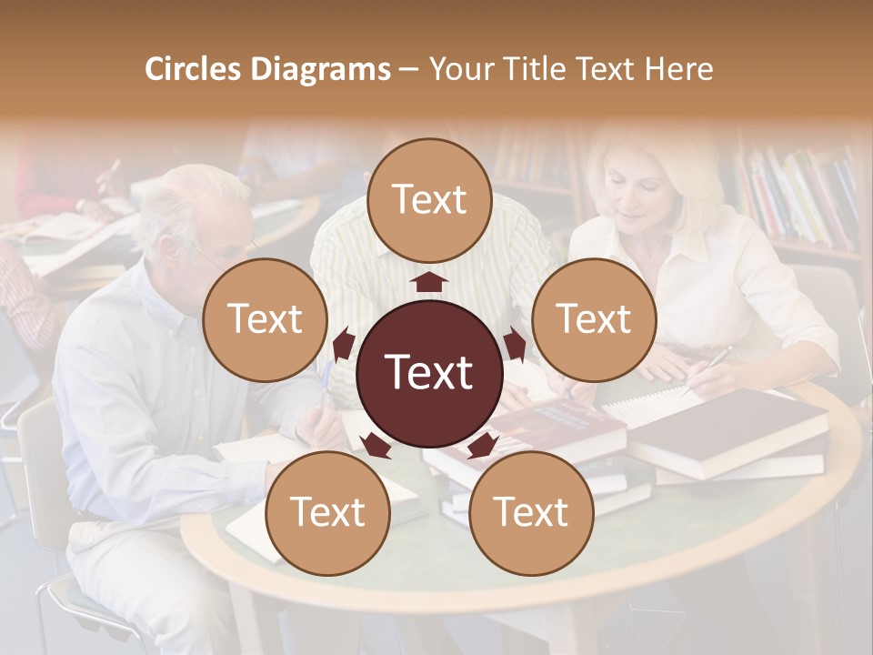 A Group Of People Sitting Around A Table With Books PowerPoint Template