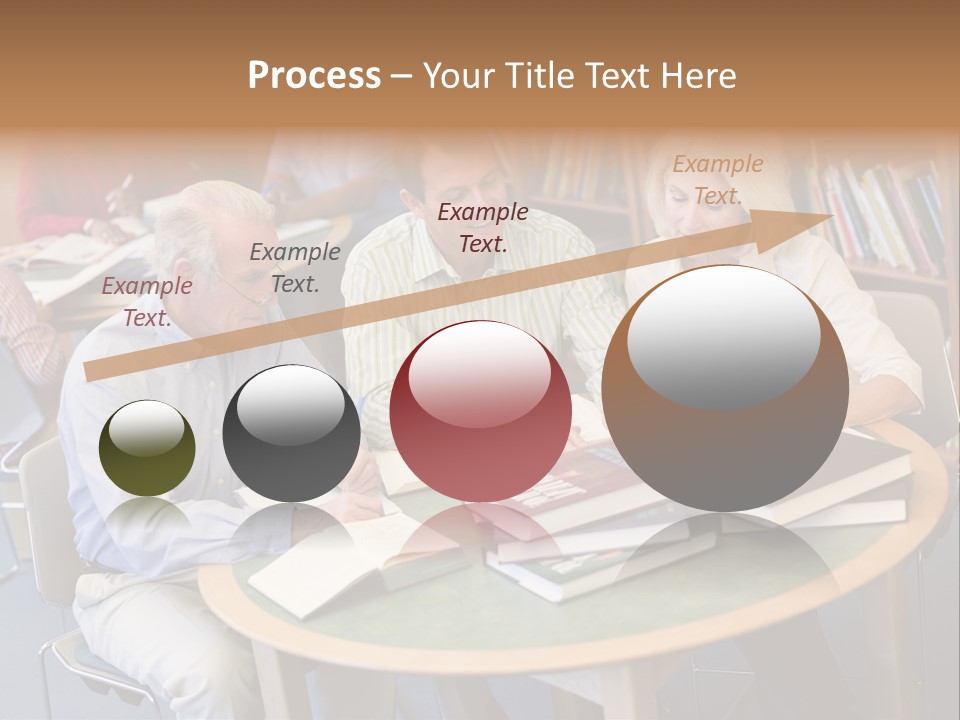 A Group Of People Sitting Around A Table With Books PowerPoint Template