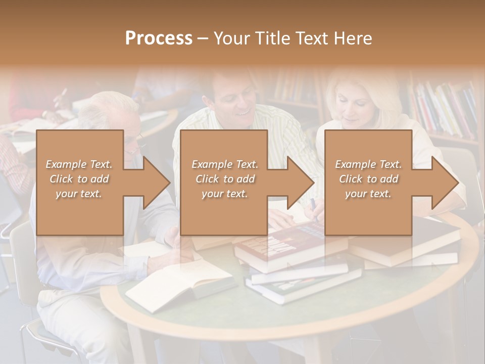 A Group Of People Sitting Around A Table With Books PowerPoint Template