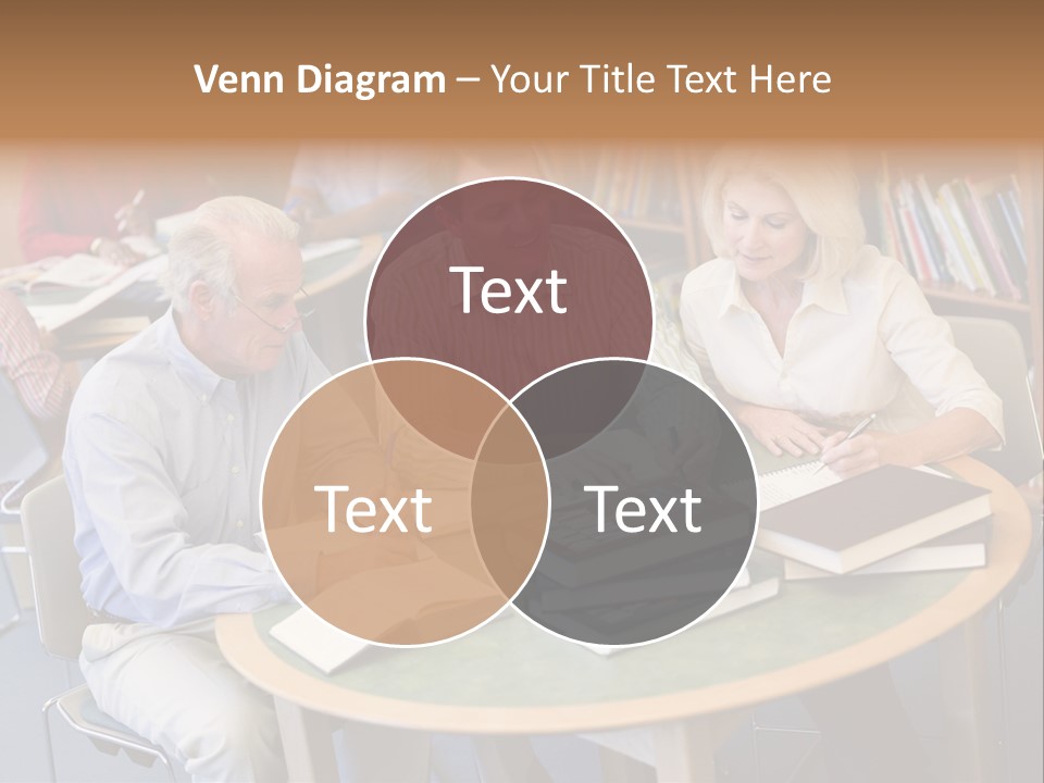 A Group Of People Sitting Around A Table With Books PowerPoint Template