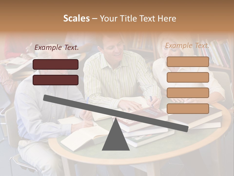 A Group Of People Sitting Around A Table With Books PowerPoint Template