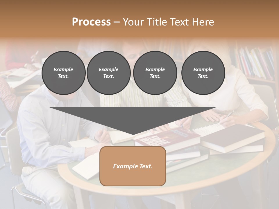 A Group Of People Sitting Around A Table With Books PowerPoint Template