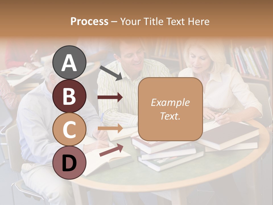 A Group Of People Sitting Around A Table With Books PowerPoint Template