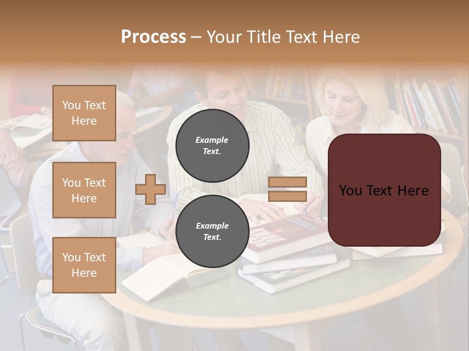 A Group Of People Sitting Around A Table With Books PowerPoint Template