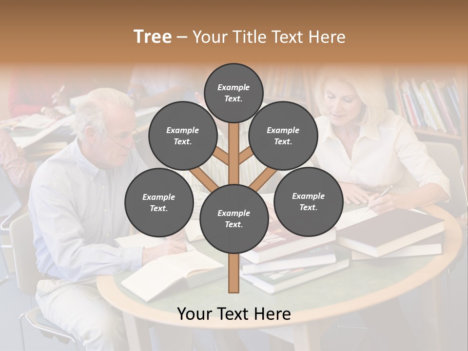 A Group Of People Sitting Around A Table With Books PowerPoint Template