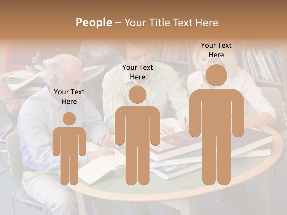 A Group Of People Sitting Around A Table With Books PowerPoint Template