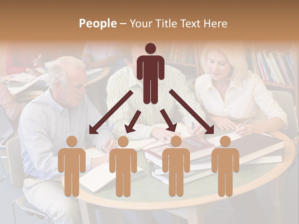 A Group Of People Sitting Around A Table With Books PowerPoint Template
