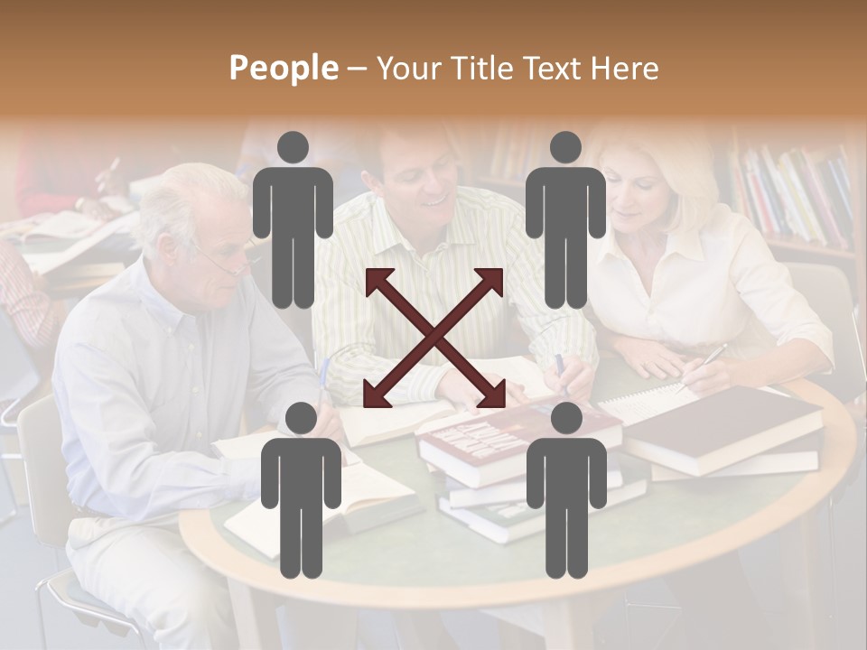 A Group Of People Sitting Around A Table With Books PowerPoint Template