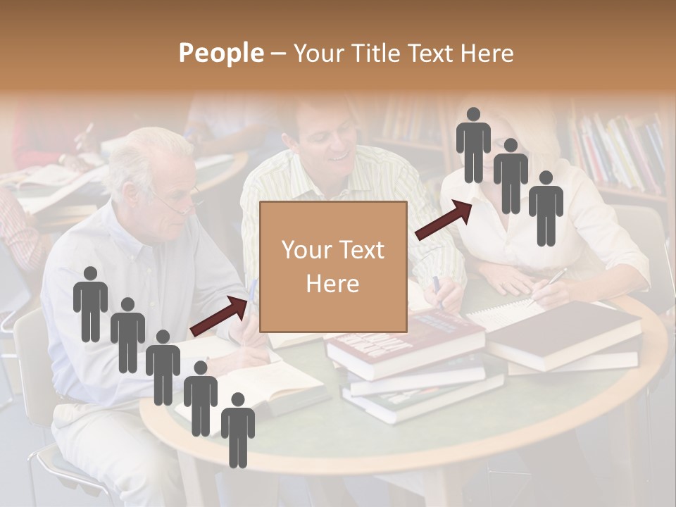 A Group Of People Sitting Around A Table With Books PowerPoint Template