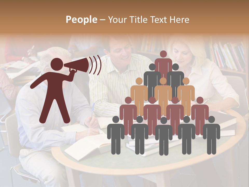 A Group Of People Sitting Around A Table With Books PowerPoint Template