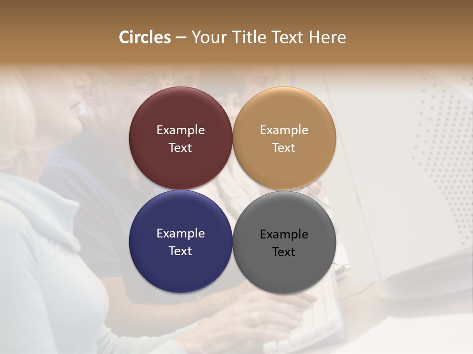 A Group Of People Looking At A Computer Screen PowerPoint Template