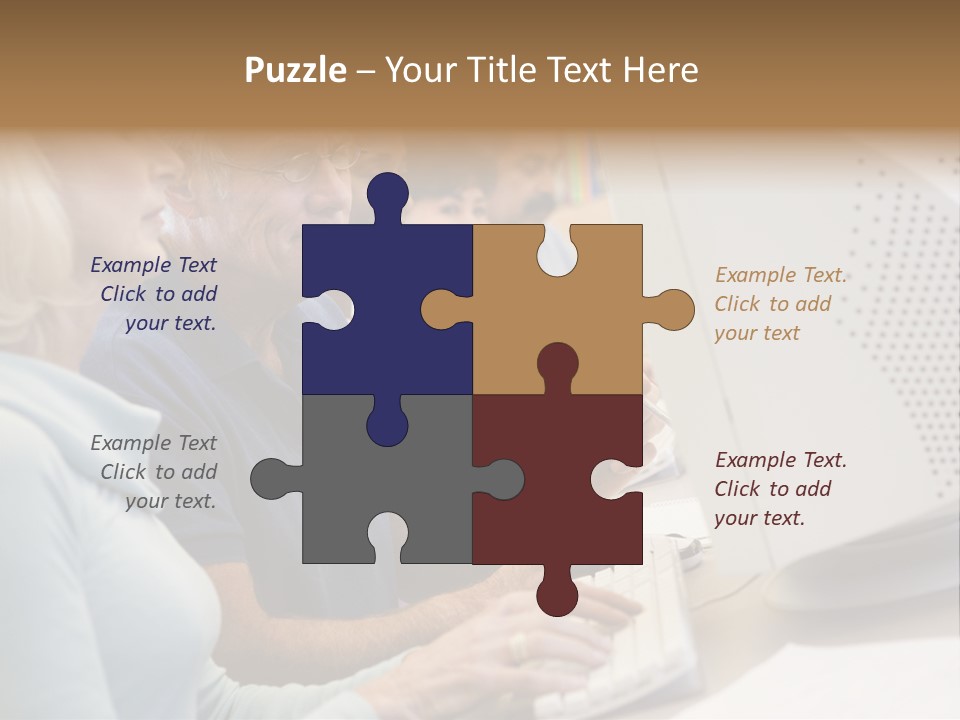 A Group Of People Looking At A Computer Screen PowerPoint Template