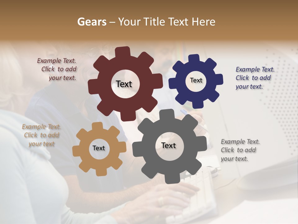 A Group Of People Looking At A Computer Screen PowerPoint Template