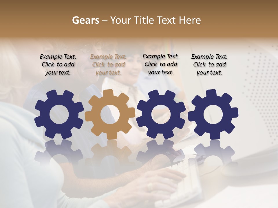 A Group Of People Looking At A Computer Screen PowerPoint Template
