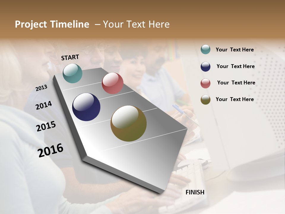A Group Of People Looking At A Computer Screen PowerPoint Template