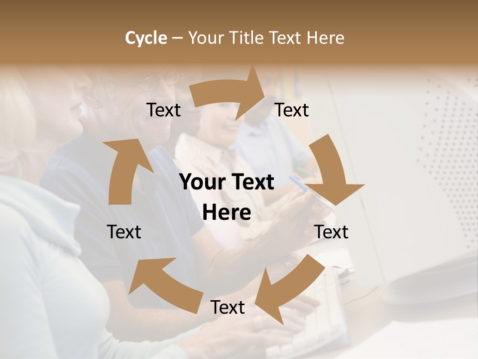 A Group Of People Looking At A Computer Screen PowerPoint Template