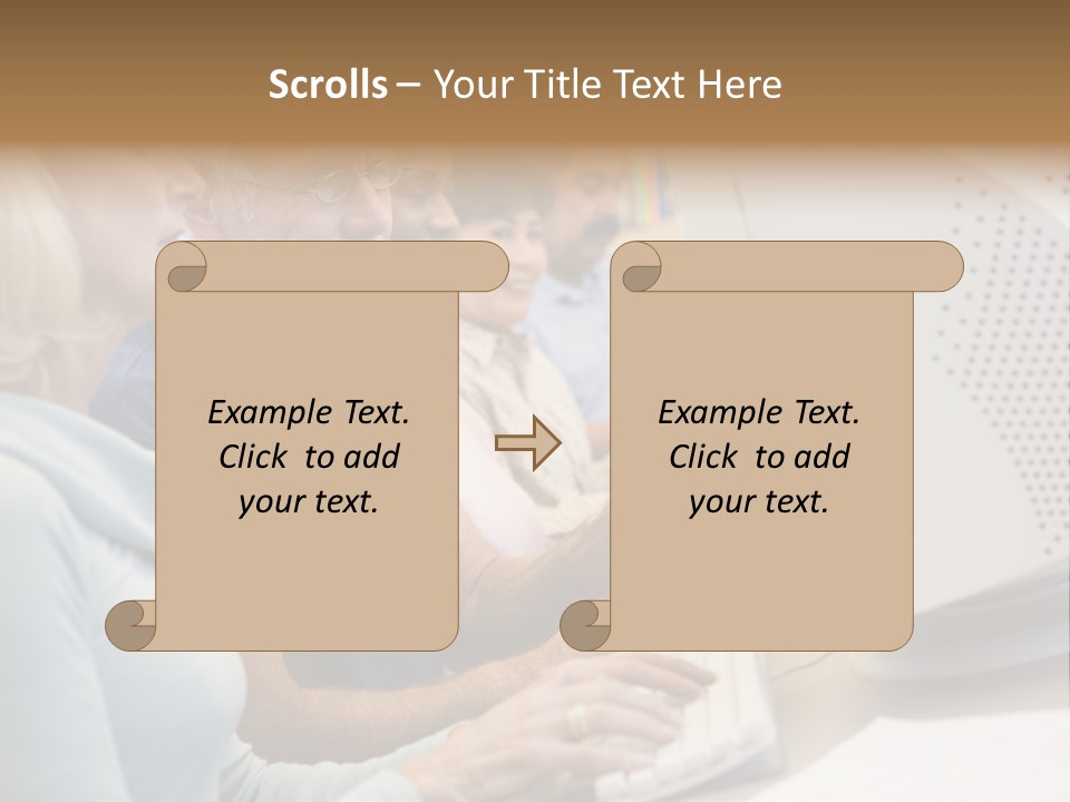 A Group Of People Looking At A Computer Screen PowerPoint Template