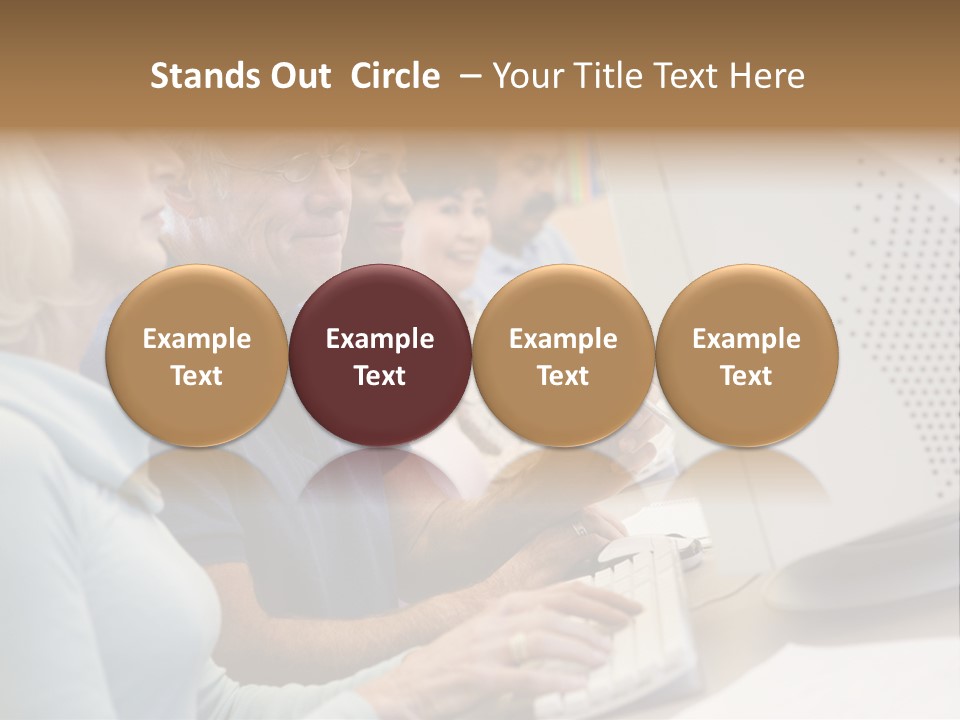 A Group Of People Looking At A Computer Screen PowerPoint Template