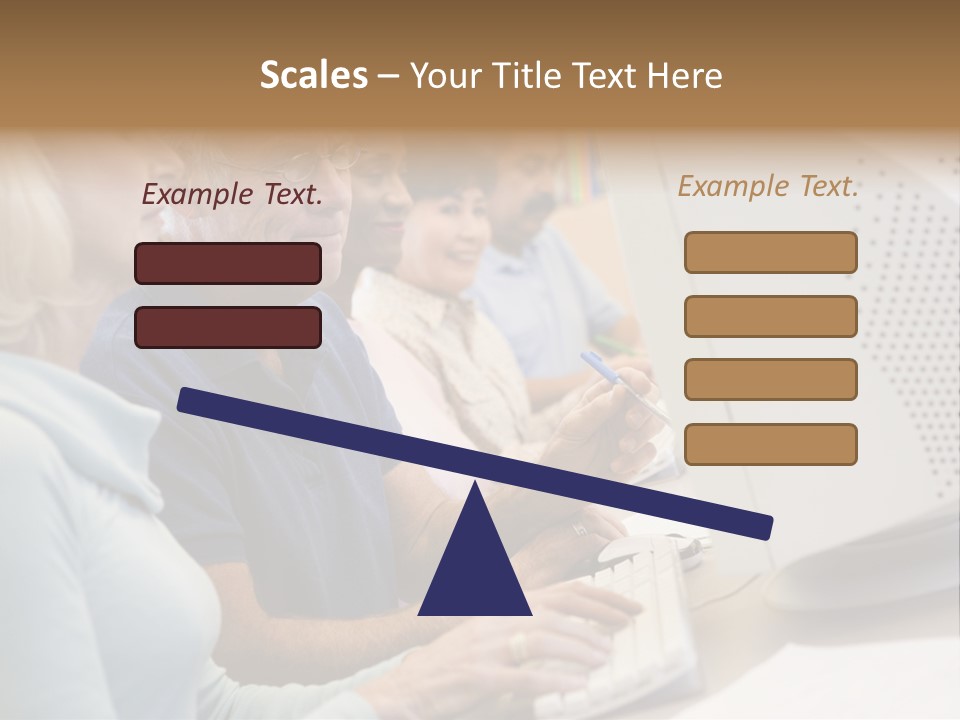A Group Of People Looking At A Computer Screen PowerPoint Template