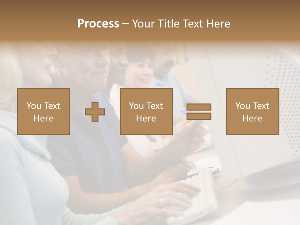 A Group Of People Looking At A Computer Screen PowerPoint Template