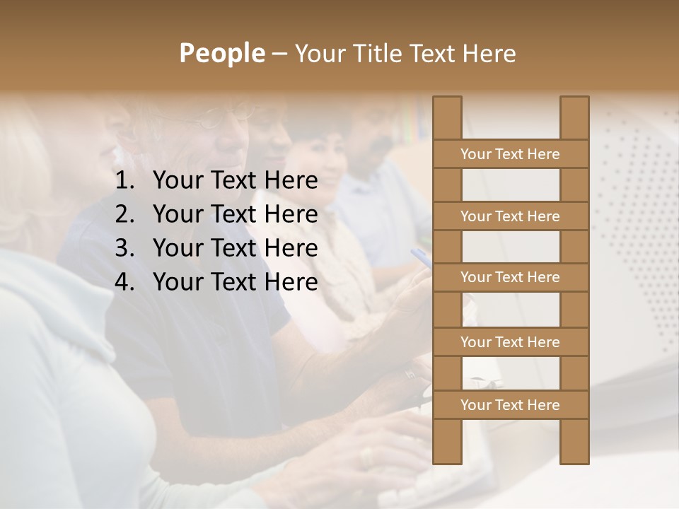 A Group Of People Looking At A Computer Screen PowerPoint Template
