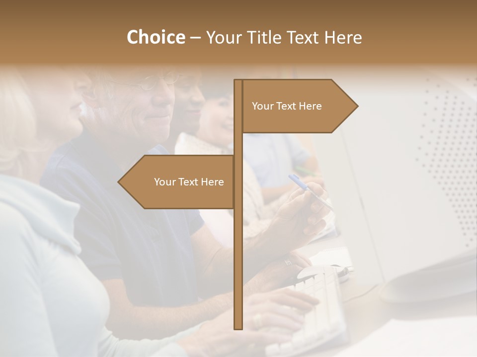 A Group Of People Looking At A Computer Screen PowerPoint Template
