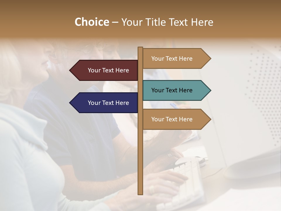 A Group Of People Looking At A Computer Screen PowerPoint Template