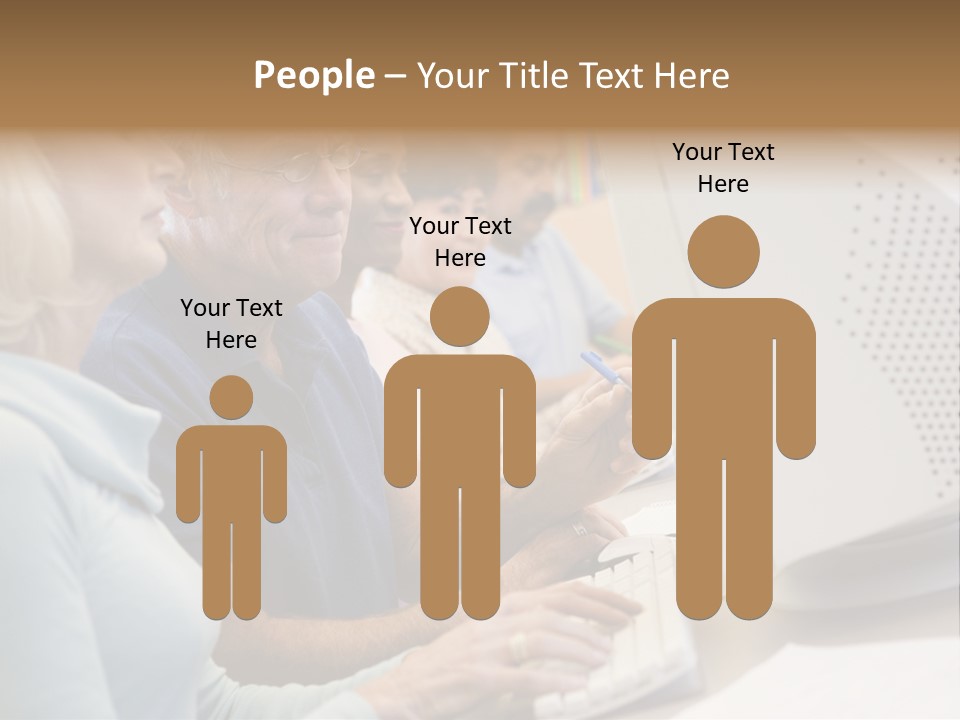 A Group Of People Looking At A Computer Screen PowerPoint Template
