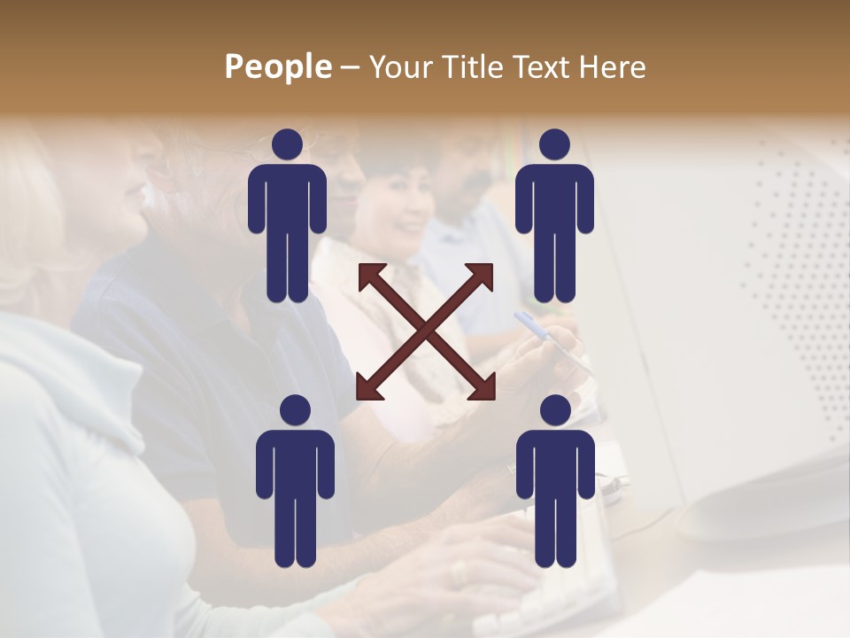A Group Of People Looking At A Computer Screen PowerPoint Template