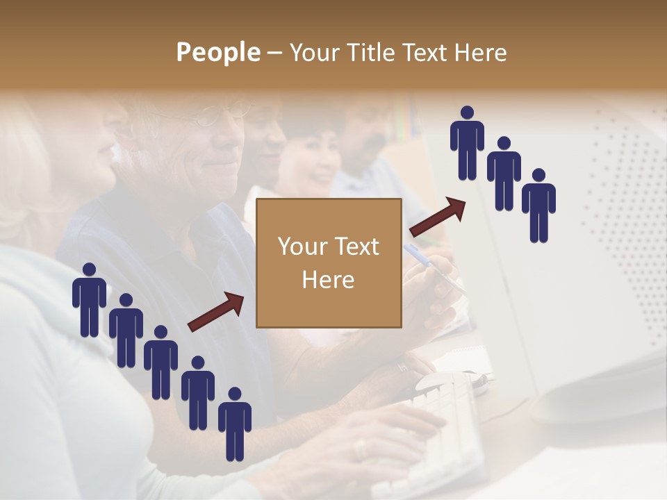 A Group Of People Looking At A Computer Screen PowerPoint Template