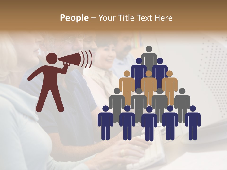 A Group Of People Looking At A Computer Screen PowerPoint Template