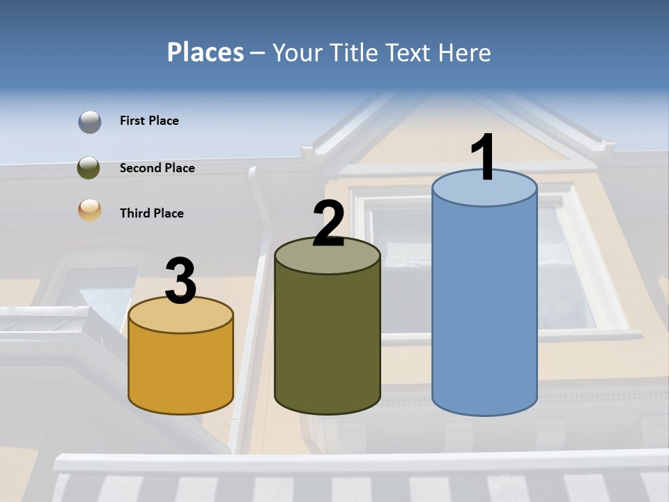 A Detail Of A Yellow Building Against A Bright Blue Sky. PowerPoint Template