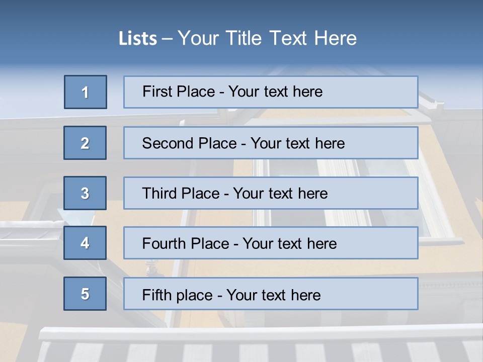 A Detail Of A Yellow Building Against A Bright Blue Sky. PowerPoint Template