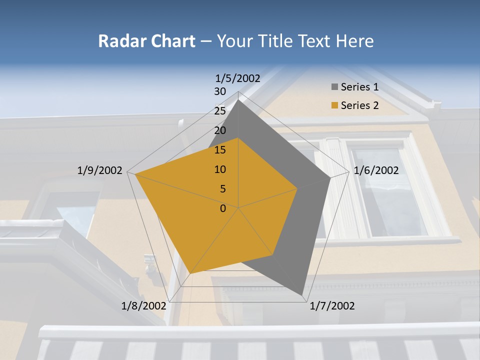 A Detail Of A Yellow Building Against A Bright Blue Sky. PowerPoint Template