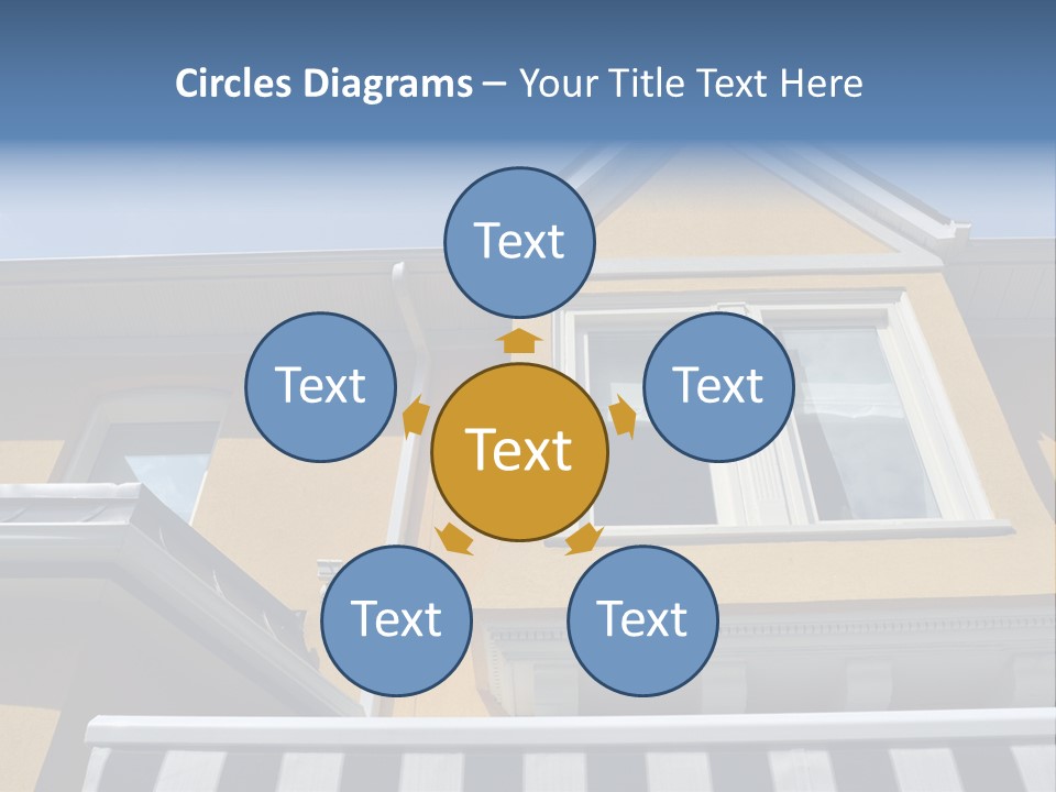 A Detail Of A Yellow Building Against A Bright Blue Sky. PowerPoint Template