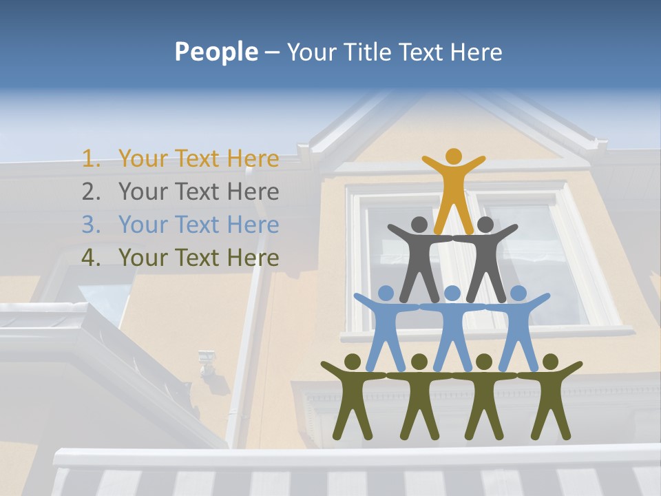 A Detail Of A Yellow Building Against A Bright Blue Sky. PowerPoint Template