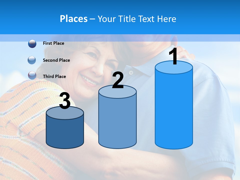 Smiling Happy Elderly Couple In Love Outdoor PowerPoint Template