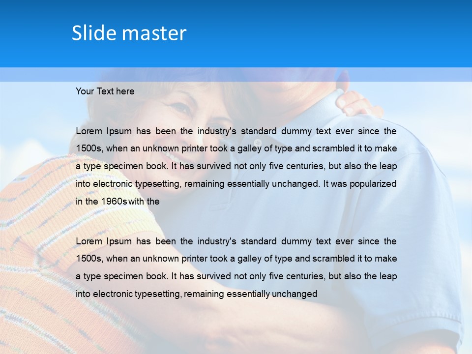 Smiling Happy Elderly Couple In Love Outdoor PowerPoint Template