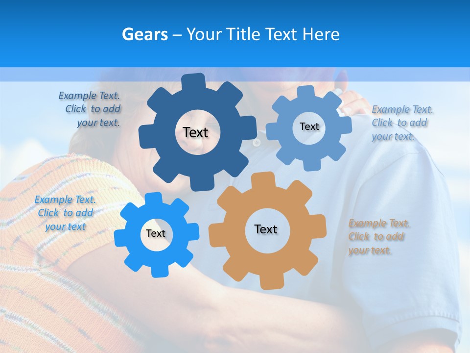 Smiling Happy Elderly Couple In Love Outdoor PowerPoint Template