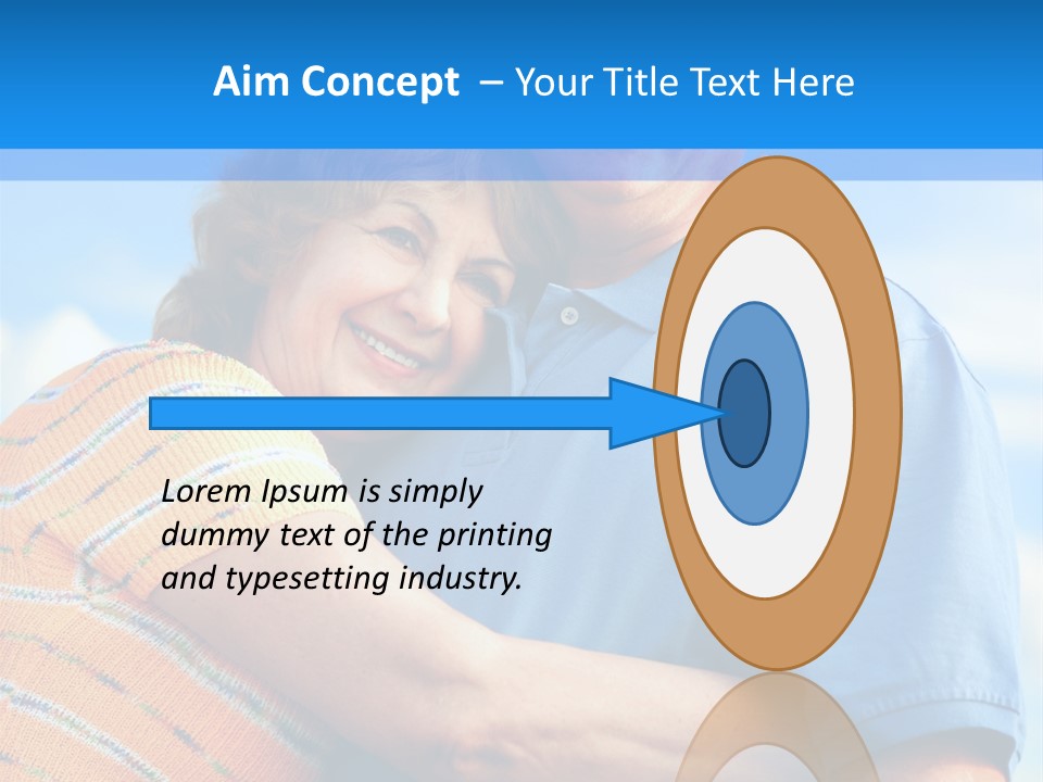 Smiling Happy Elderly Couple In Love Outdoor PowerPoint Template