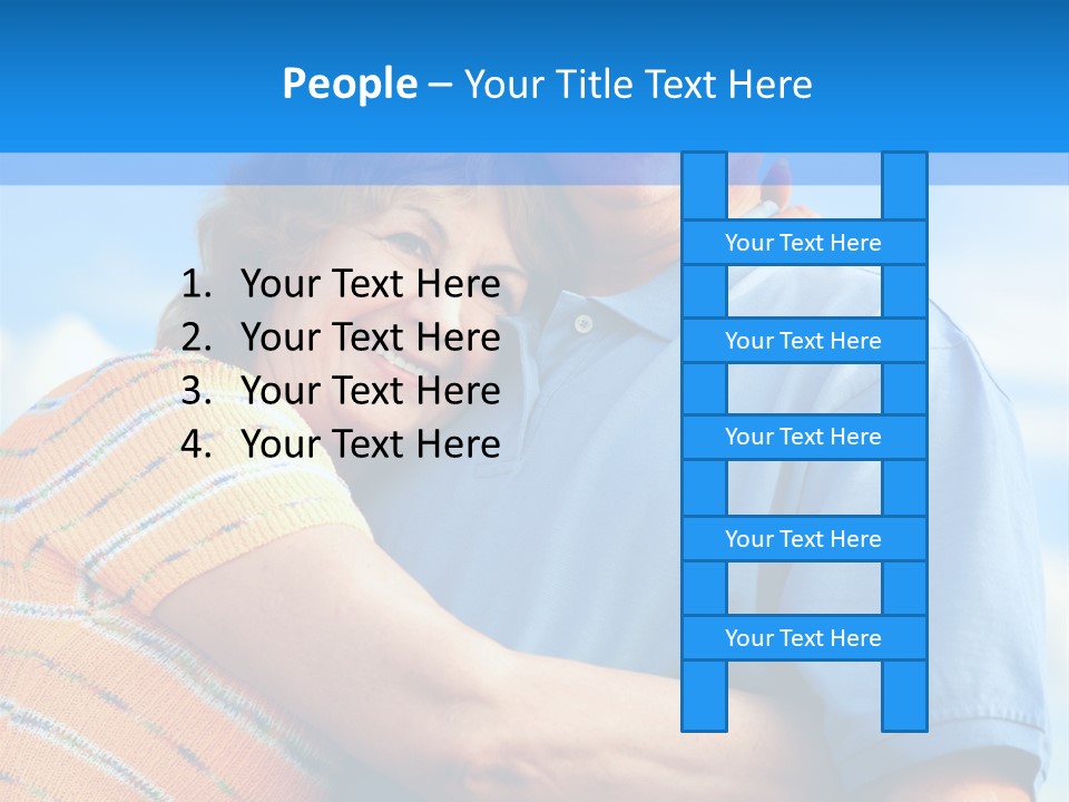 Smiling Happy Elderly Couple In Love Outdoor PowerPoint Template