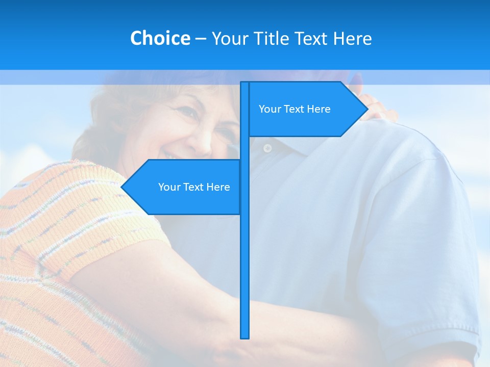 Smiling Happy Elderly Couple In Love Outdoor PowerPoint Template