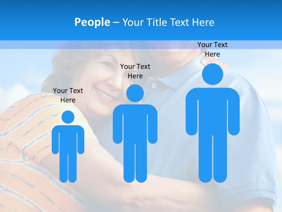 Smiling Happy Elderly Couple In Love Outdoor PowerPoint Template