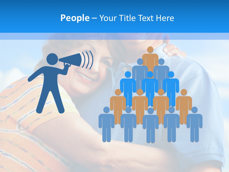 Smiling Happy Elderly Couple In Love Outdoor PowerPoint Template