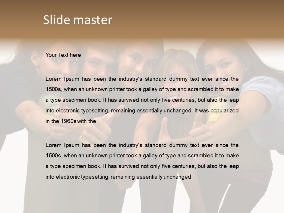 A Group Of Young People Giving Thumbs Up PowerPoint Template